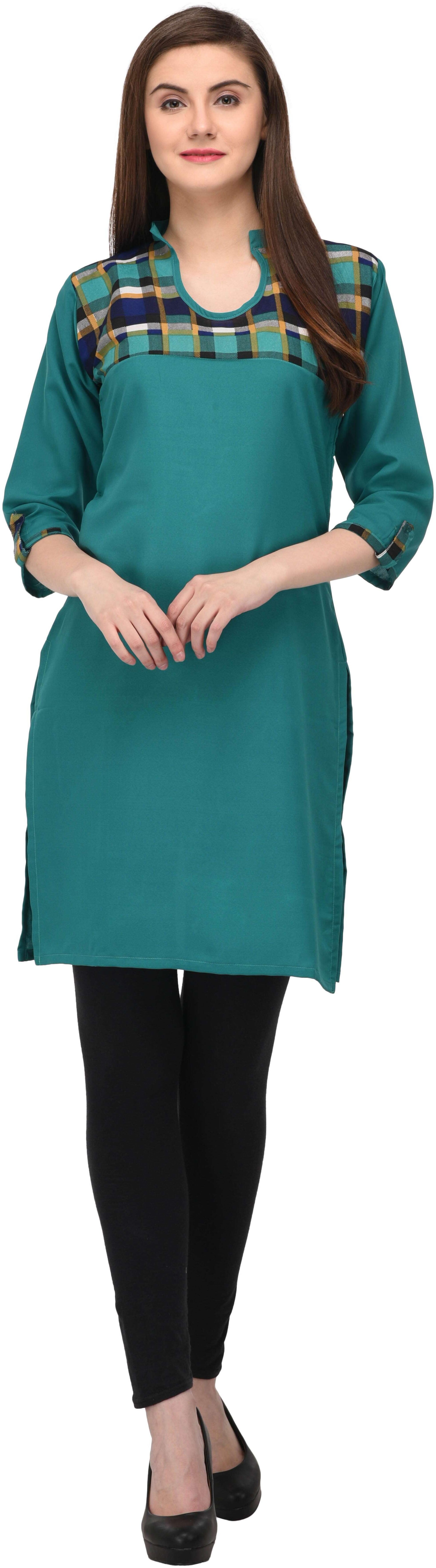 

Drapes Women Green Printed Straight Kurta