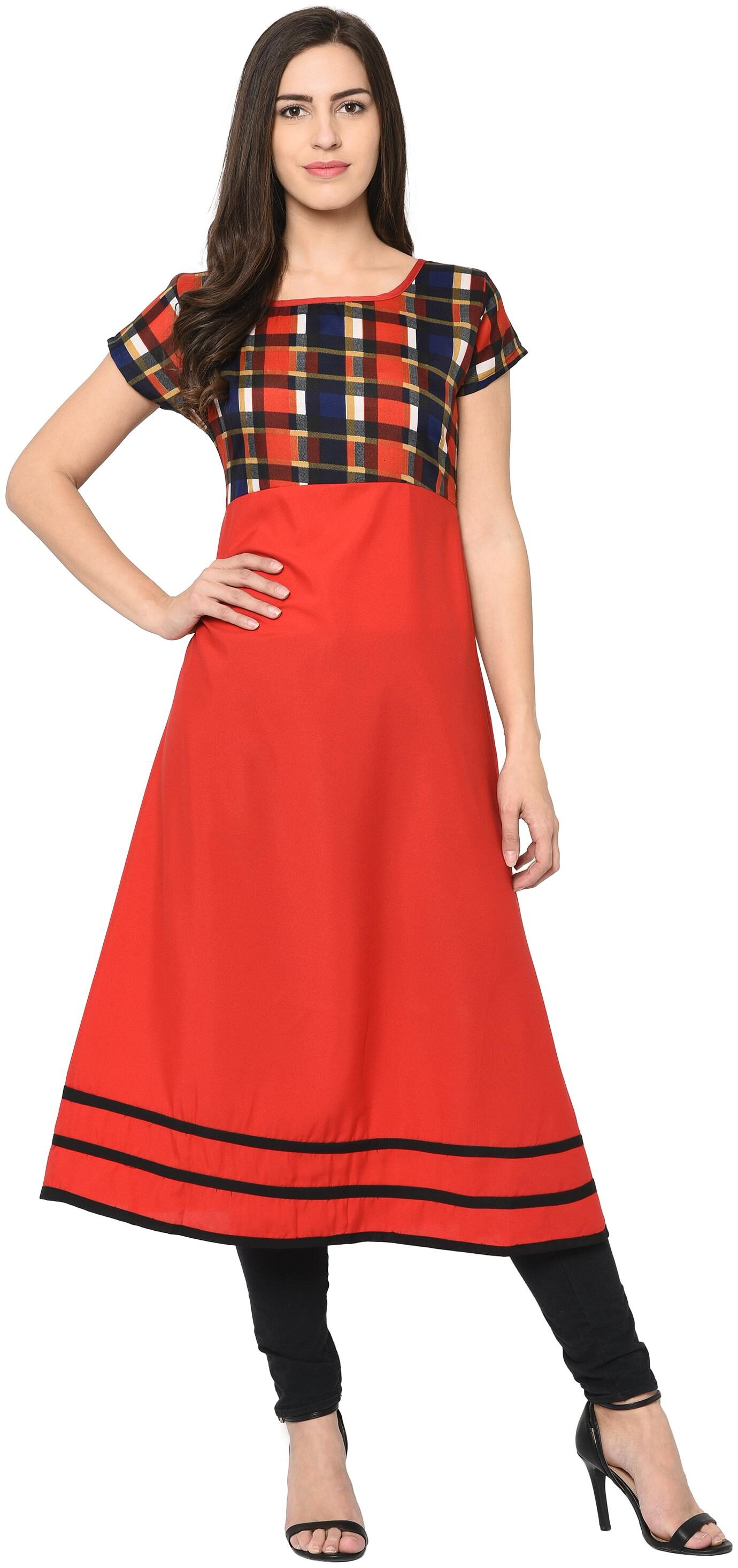 

DRAPES Women Red Printed Anarkali Kurta