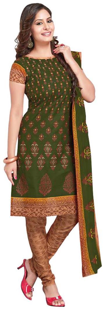 

Drapes Women s Green Colour Cotton Printed Dress material (unstitiched)