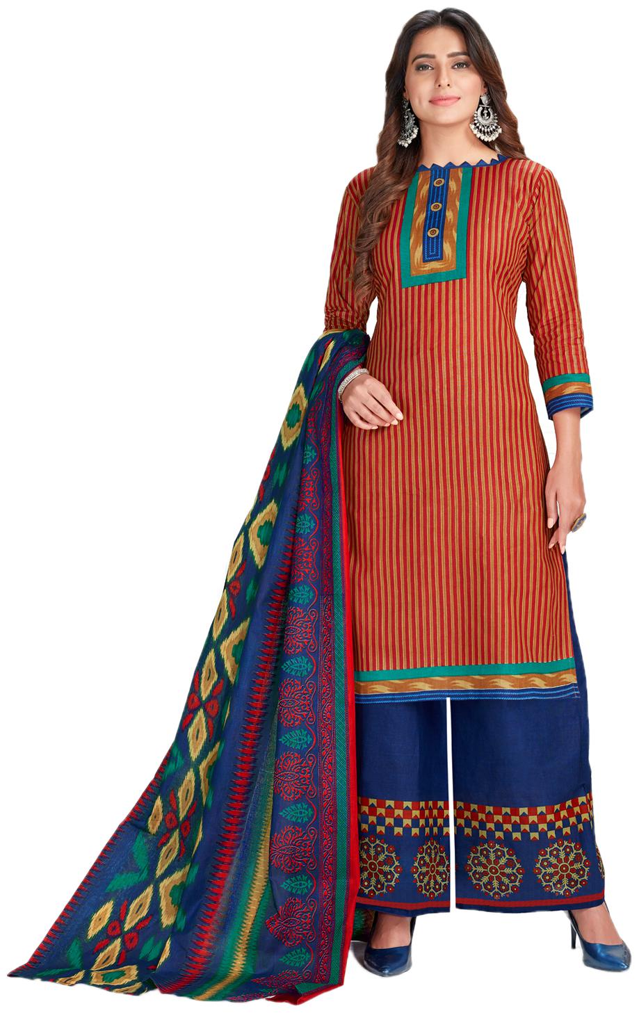 

Drapes Brown Unstitched Kurta with bottom dupatta With dupatta Dress Material