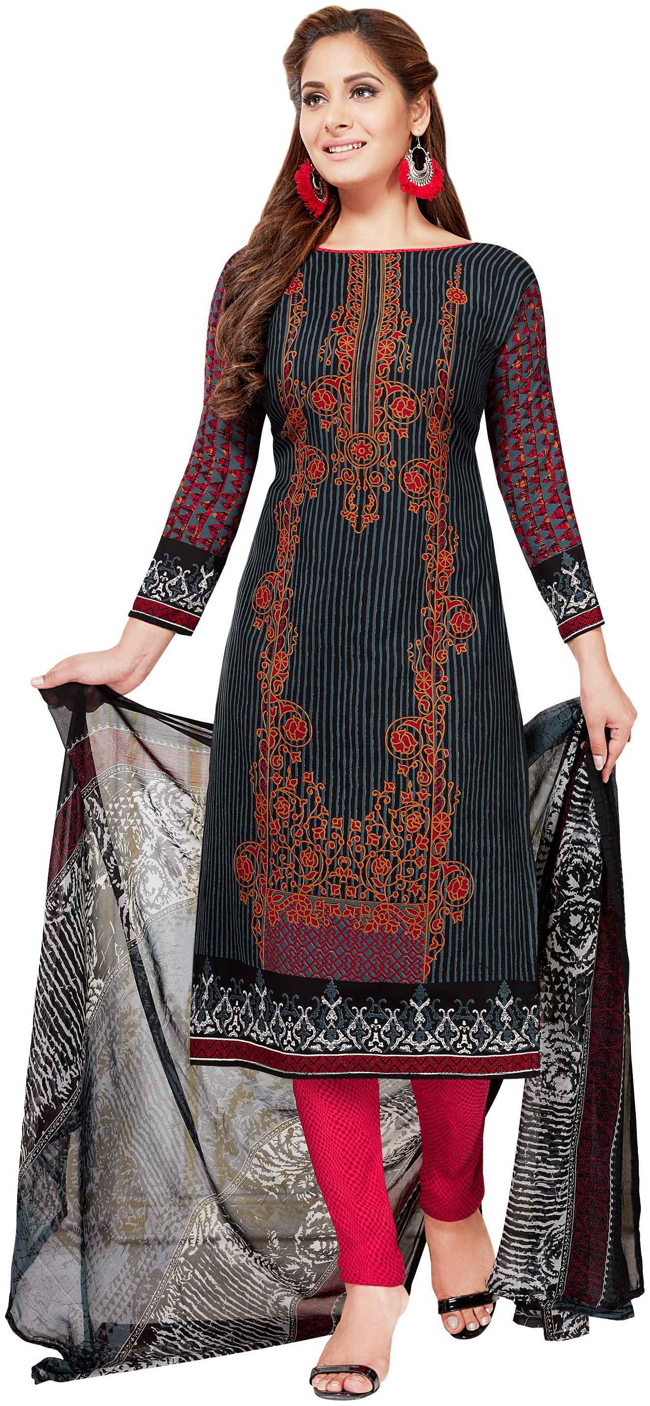

Drapes Women s Multicolor Crepe printed Dress Material (Unstitched)
