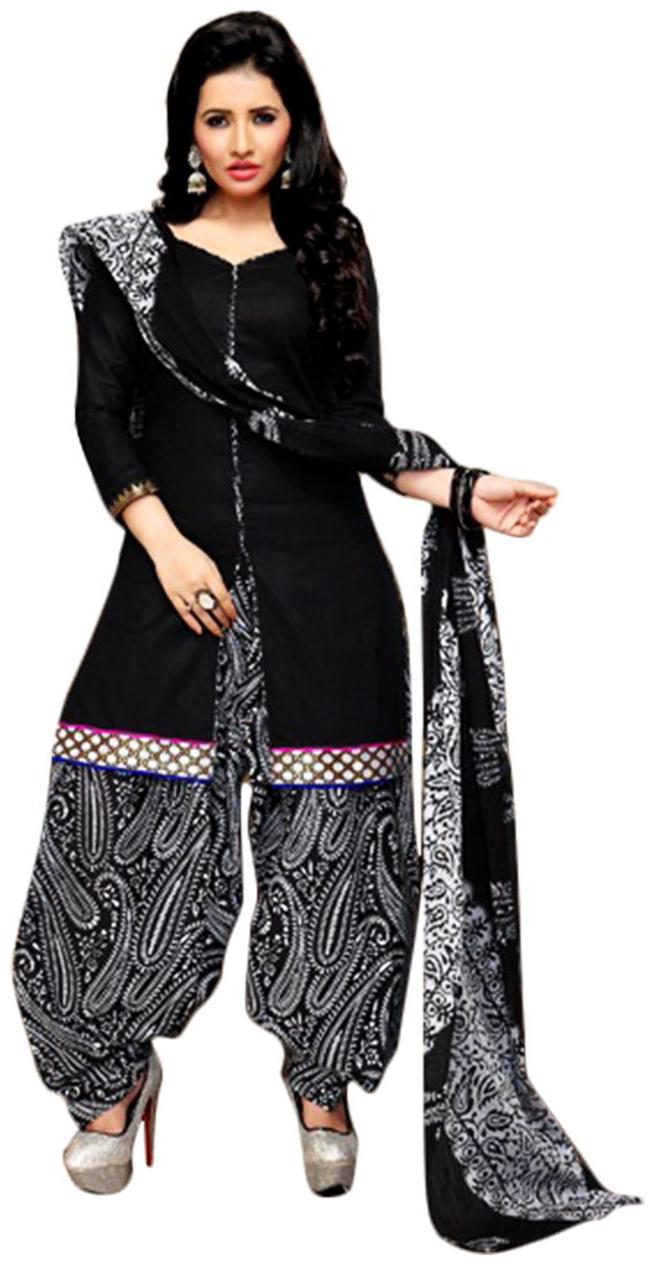 

Drapes Black Unstitched Kurta fabric With dupatta Dress Material