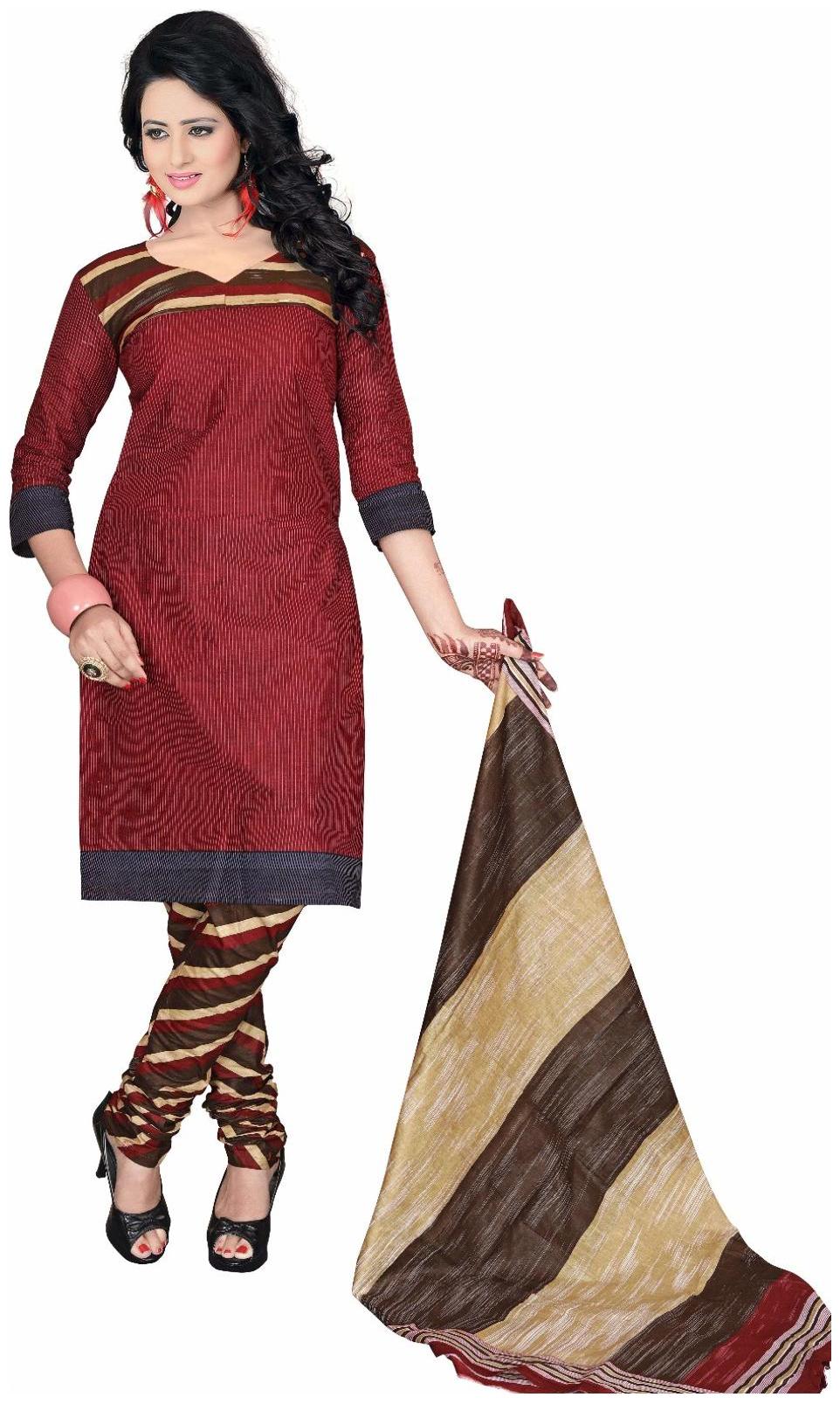 

Drapes Red Unstitched Kurta fabric With dupatta Dress Material