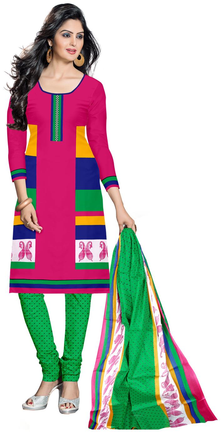

Drapes Women s Pink Cotton printed Dress Material (Unstitched)