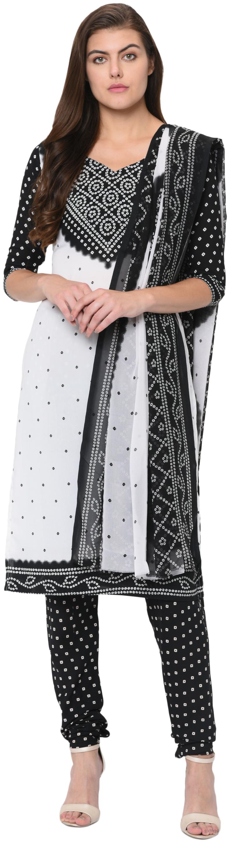 

DRAPES Women Crepe Printed Kurta Bottom Dupatta Black White
