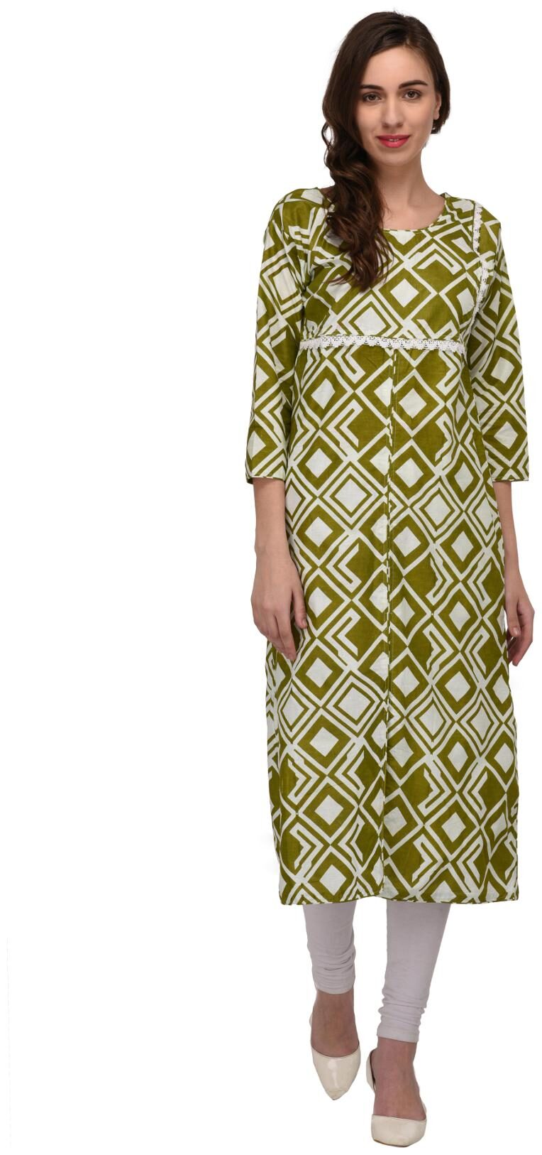 

Drapes Women Green Printed Straight Kurta