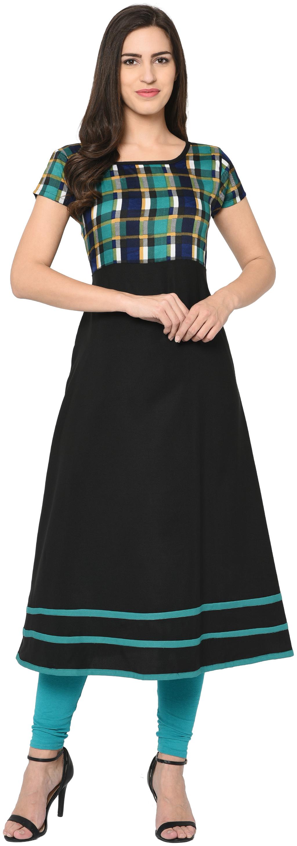 

DRAPES Women Black Printed Anarkali Kurta