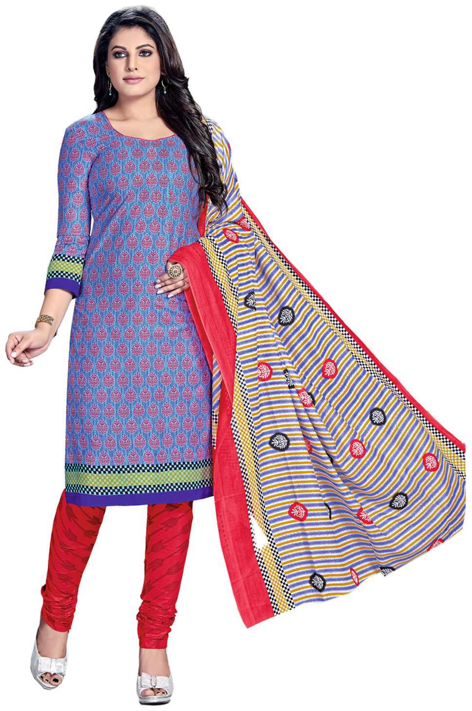 

Drapes Women s Blue Cotton printed Dress Material (Unstitched)