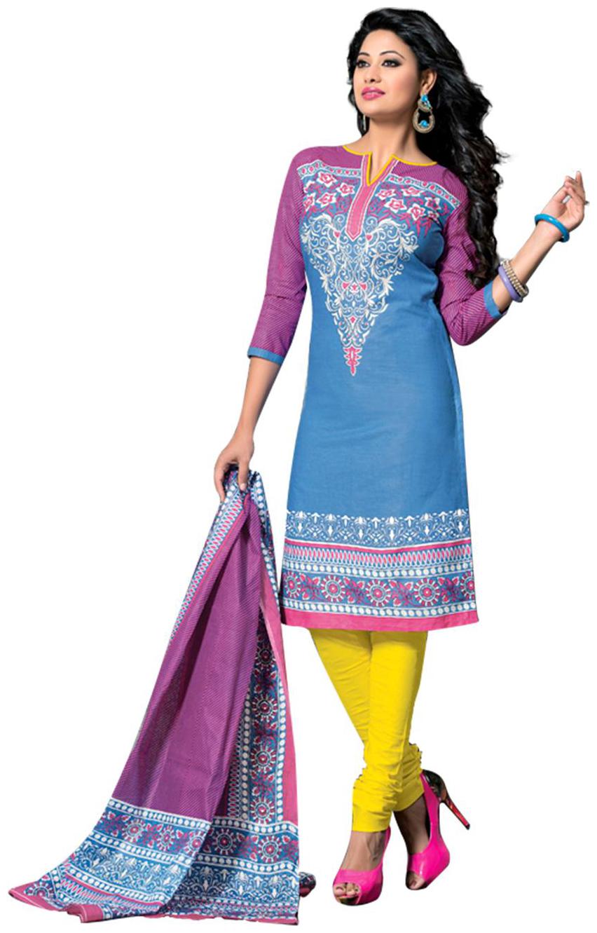 

Drapes Women s Blue Cotton printed Dress Material (Unstitched)