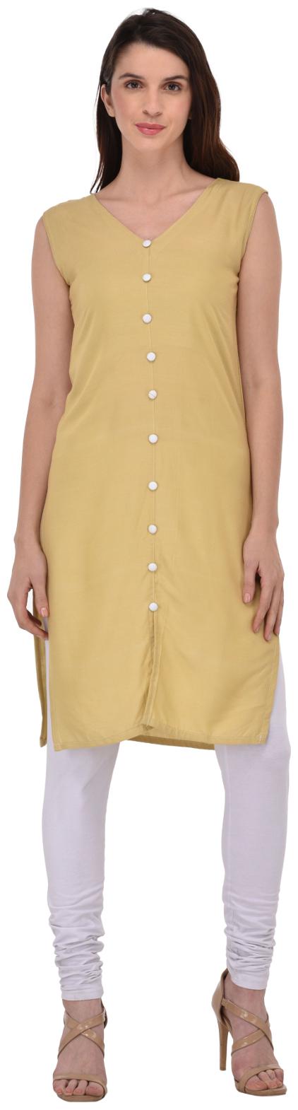 

Drapes Women Beige Solid Regular Kurta