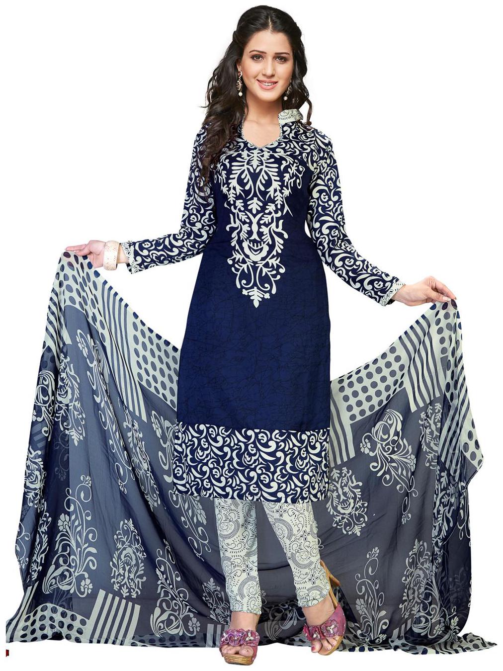 

Drapes Blue Unstitched Kurta fabric With dupatta Dress Material
