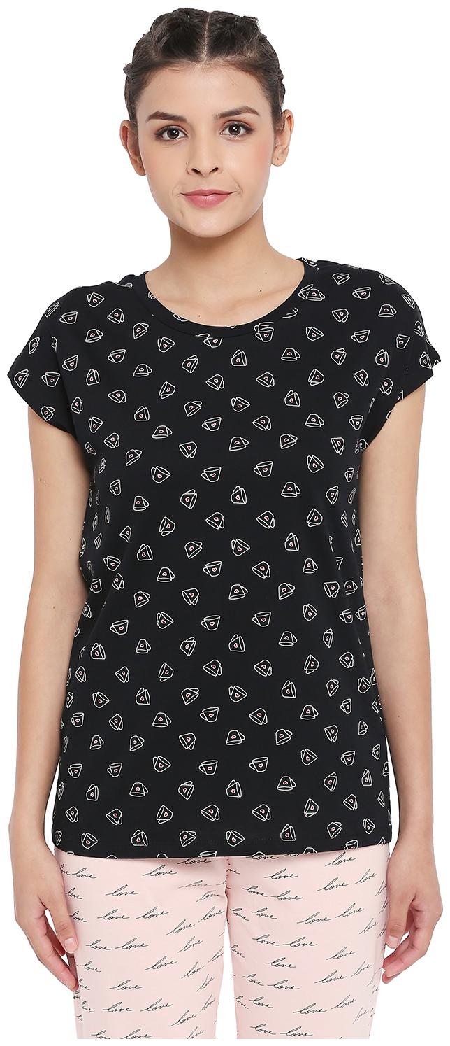 

Dreamz by Pantaloons Women Black Regular fit Round neck Cotton T shirt