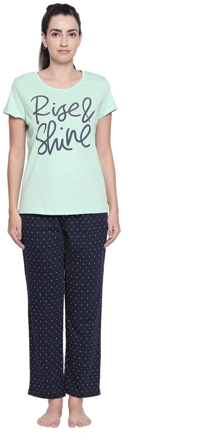 

Dreamz by Pantaloons Women Green Regular fit Round neck Cotton T shirt