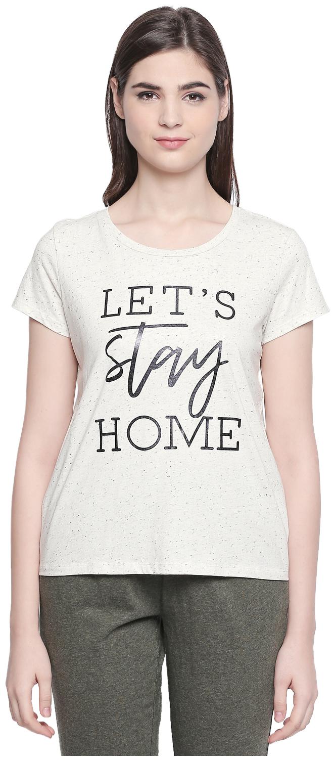 

Dreamz by Pantaloons Women Cream Regular fit Round neck Cotton T shirt