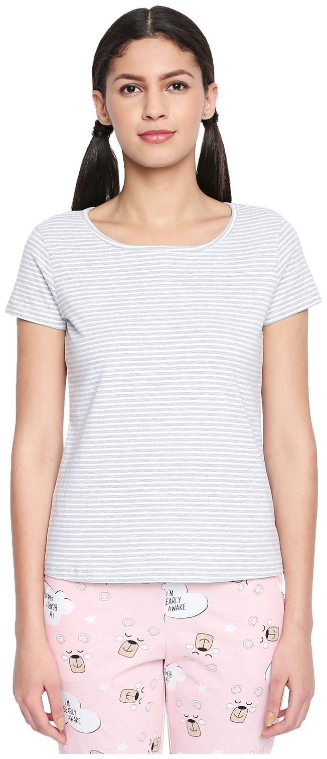 

Dreamz by Pantaloons Women White Regular fit Round neck Cotton T shirt