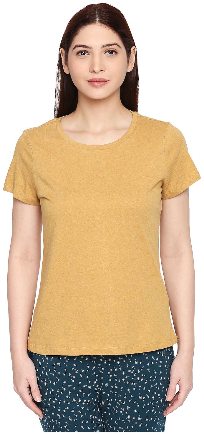 

Dreamz by Pantaloons Women Yellow Regular fit Round neck Cotton T shirt