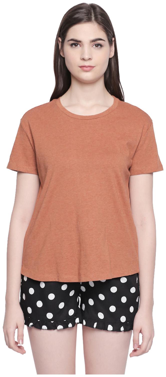 

Dreamz by Pantaloons Women Brown Regular fit Round neck Cotton T shirt