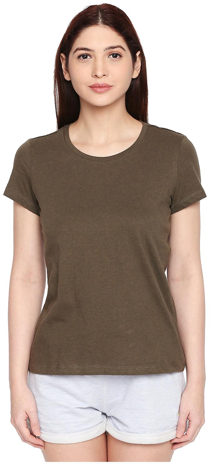 

Dreamz by Pantaloons Women Green Regular fit Round neck Cotton T shirt