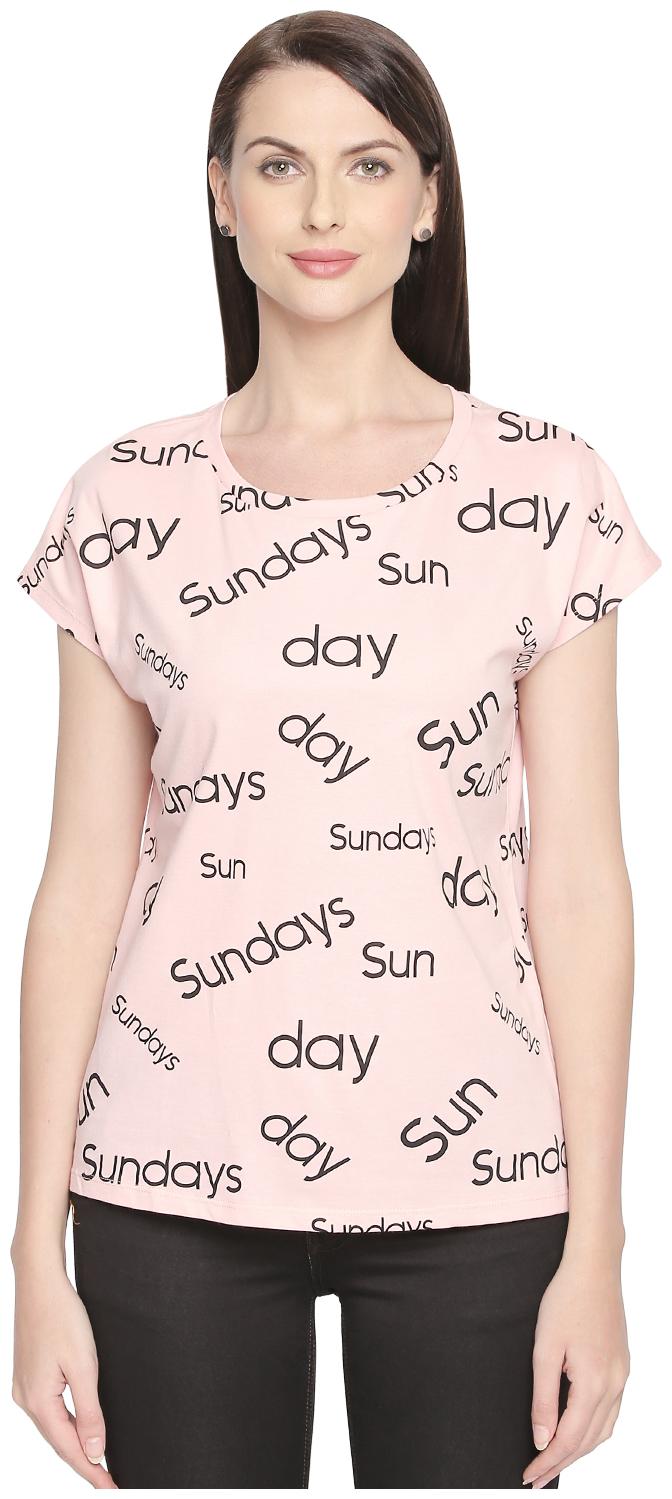 

Dreamz by Pantaloons Women Pink Regular fit Round neck Cotton T shirt