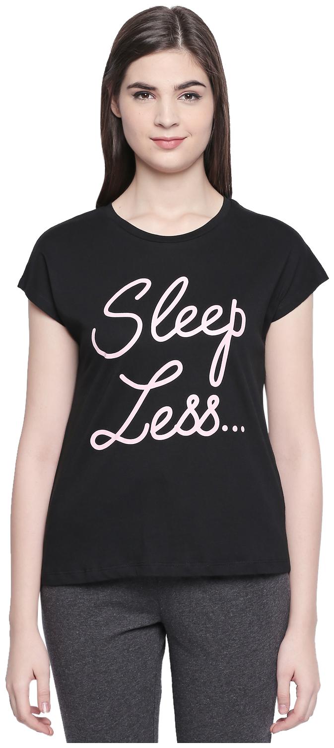 

Dreamz by Pantaloons Women Black Regular fit Round neck Cotton T shirt