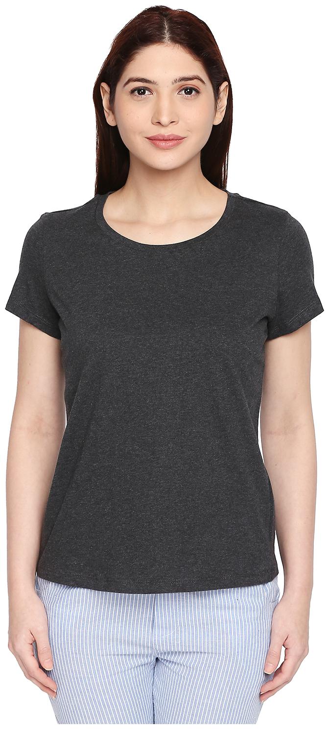 

Dreamz by Pantaloons Women Grey Regular fit Round neck Cotton T shirt