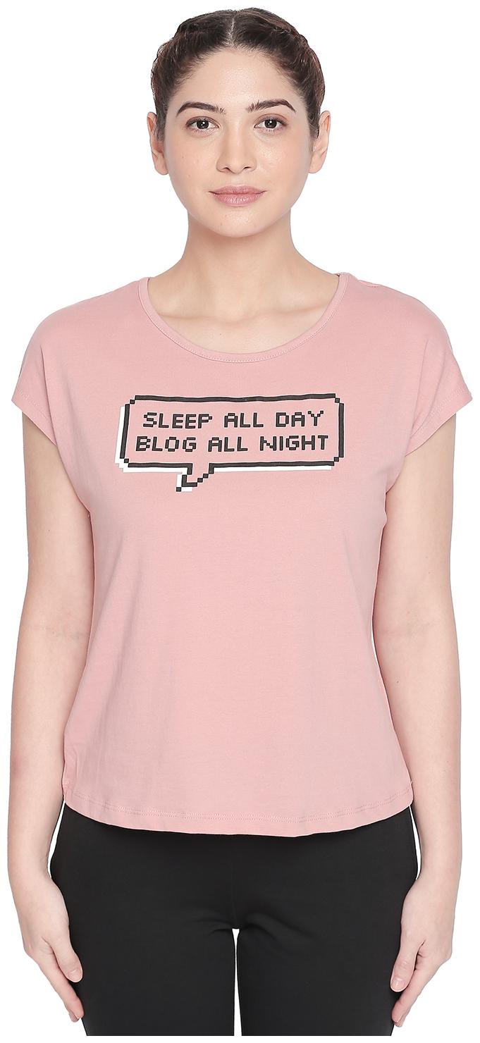 

Dreamz by Pantaloons Women Pink Regular fit Round neck Cotton T shirt