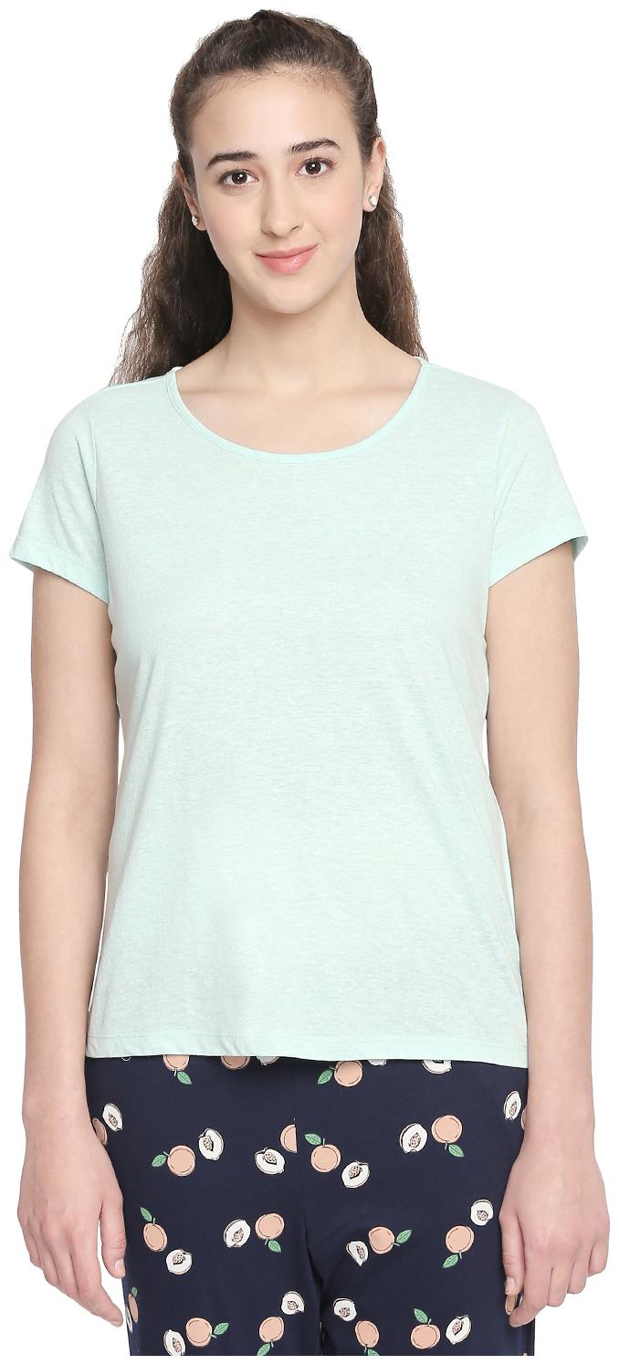 

Dreamz by Pantaloons Women Blue Regular fit Round neck Cotton T shirt