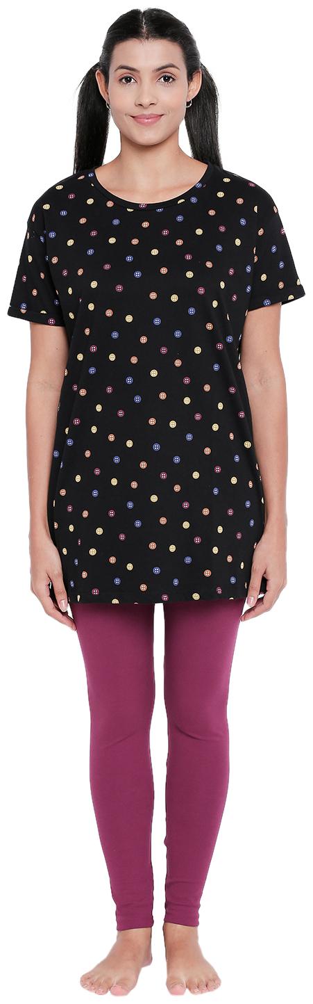 

Dreamz by Pantaloons Women Black Regular fit Round neck Cotton T shirt