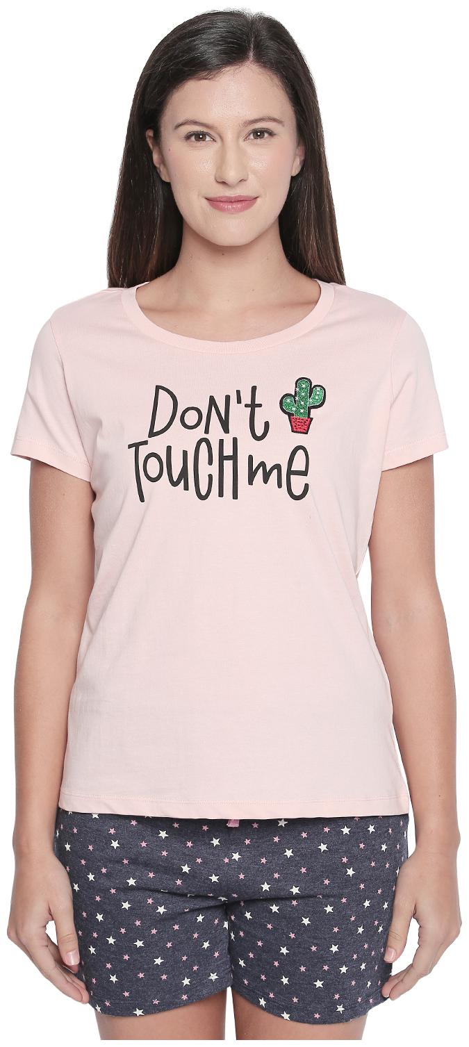 

Dreamz by Pantaloons Women Pink Regular fit Round neck Cotton T shirt