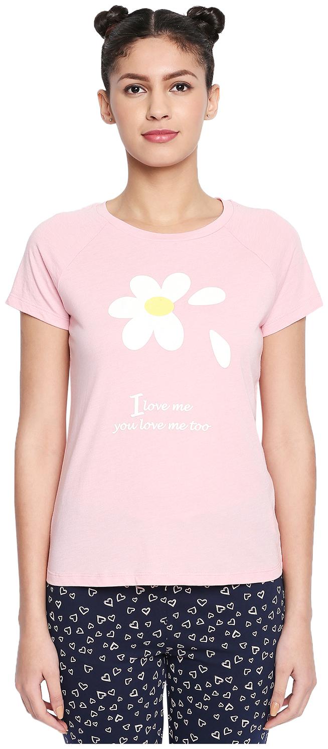 

Dreamz by Pantaloons Women Pink Regular fit Round neck Cotton T shirt