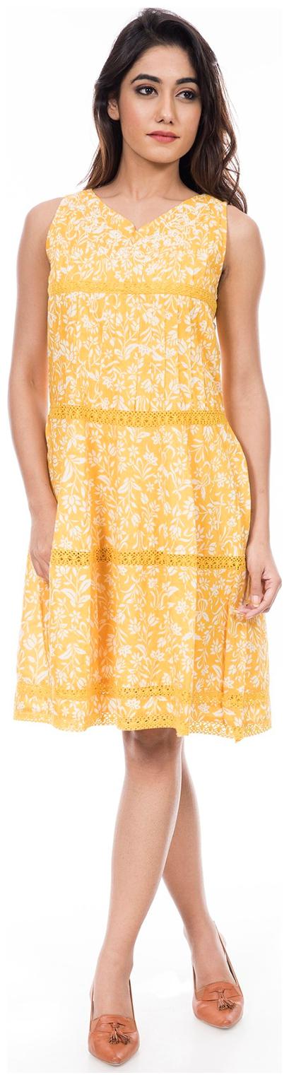 

Amadore Yellow Floral Bodycon dress