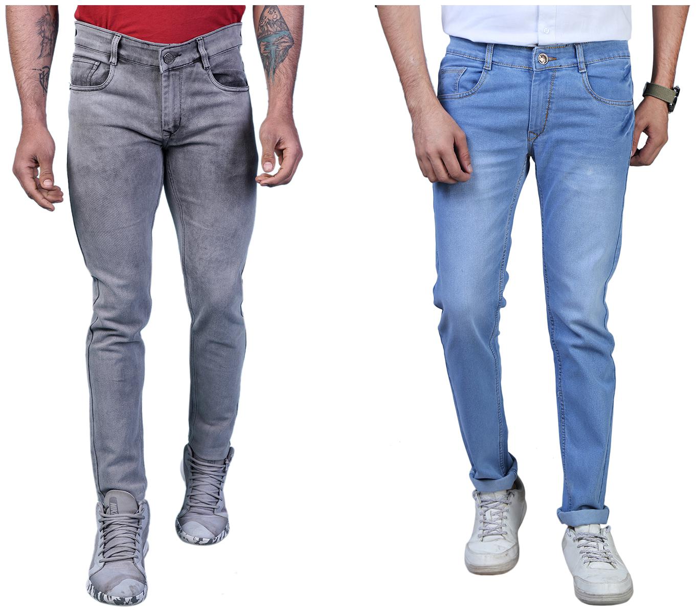 

DRRAGON Men Grey Blue Regular Fit Jeans
