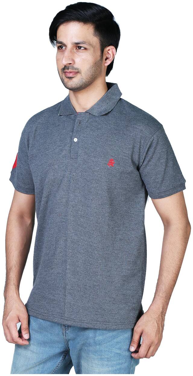 Drragon Men Cotton Grey Polo Tshirt