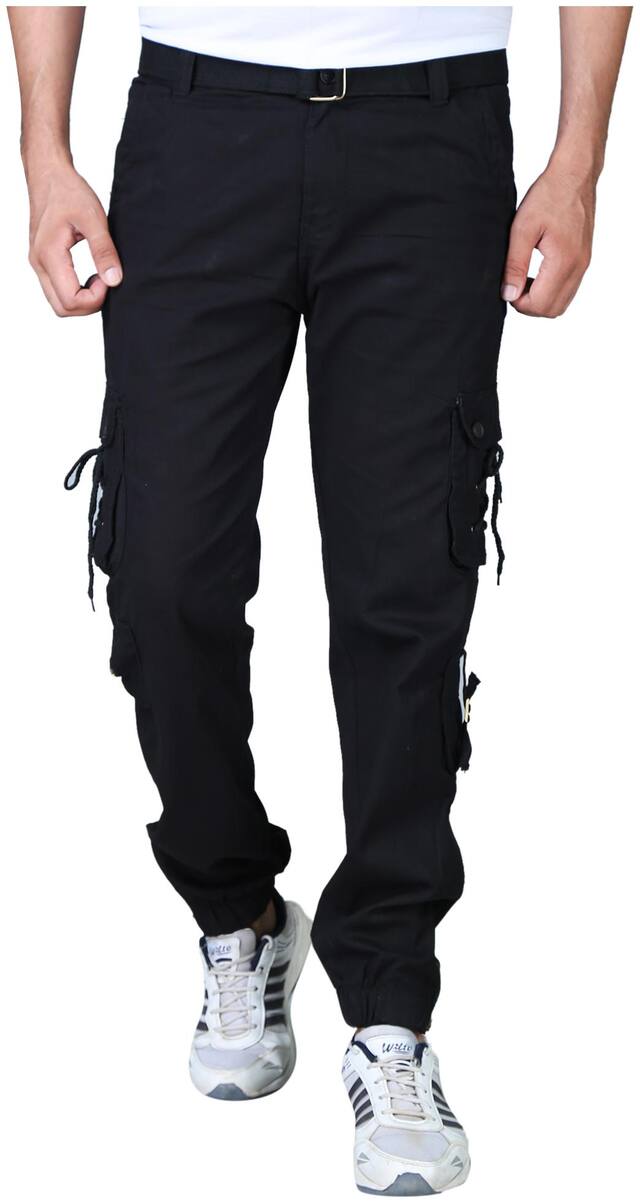 Drragon Men Black Cargos-With Belt
