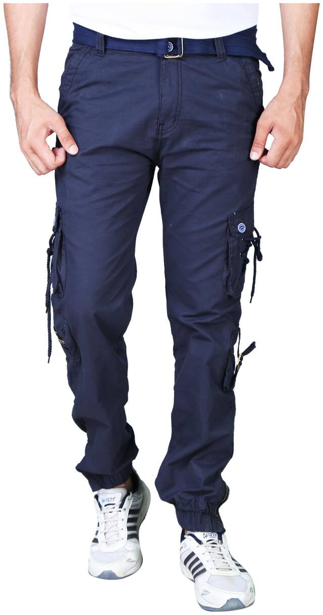 Drragon Men Dark Blue Cargos-With Belt