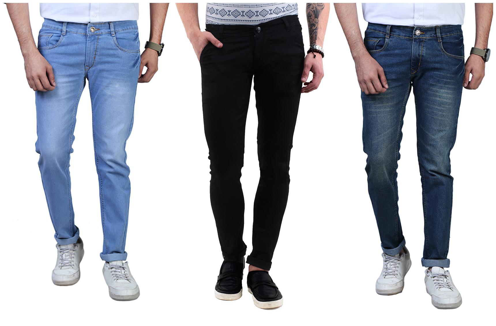 

DRRAGON Men Black Blue Regular Fit Jeans