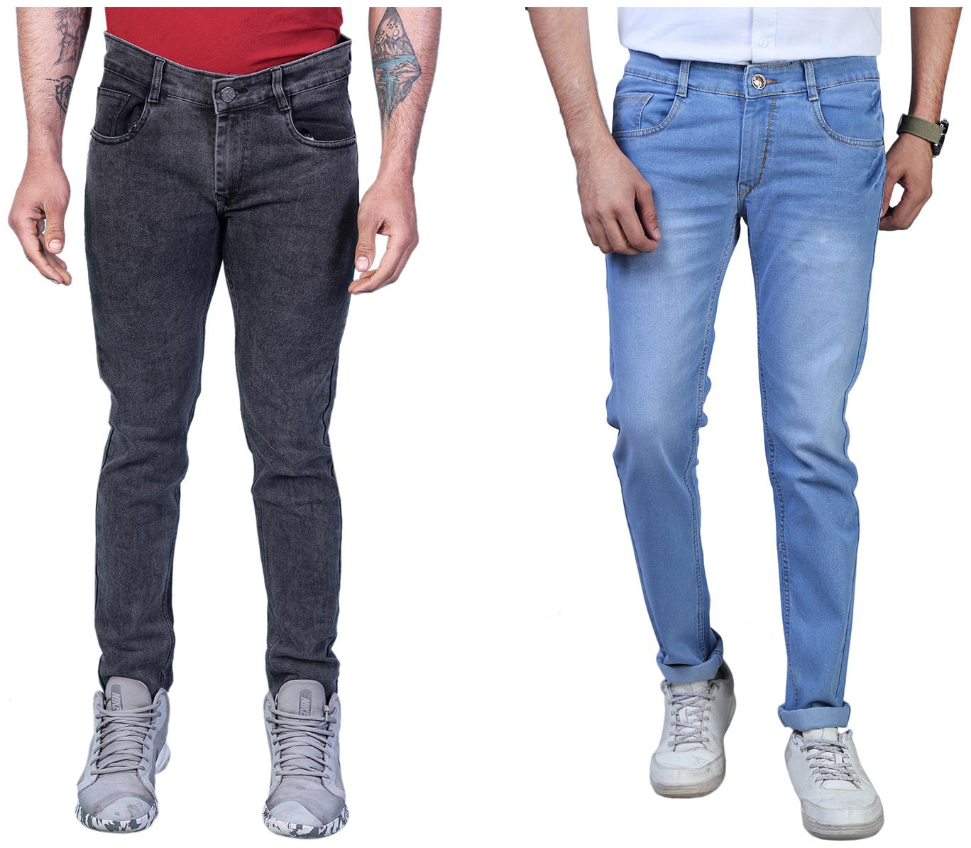 

DRRAGON Men Grey Blue Regular Fit Jeans