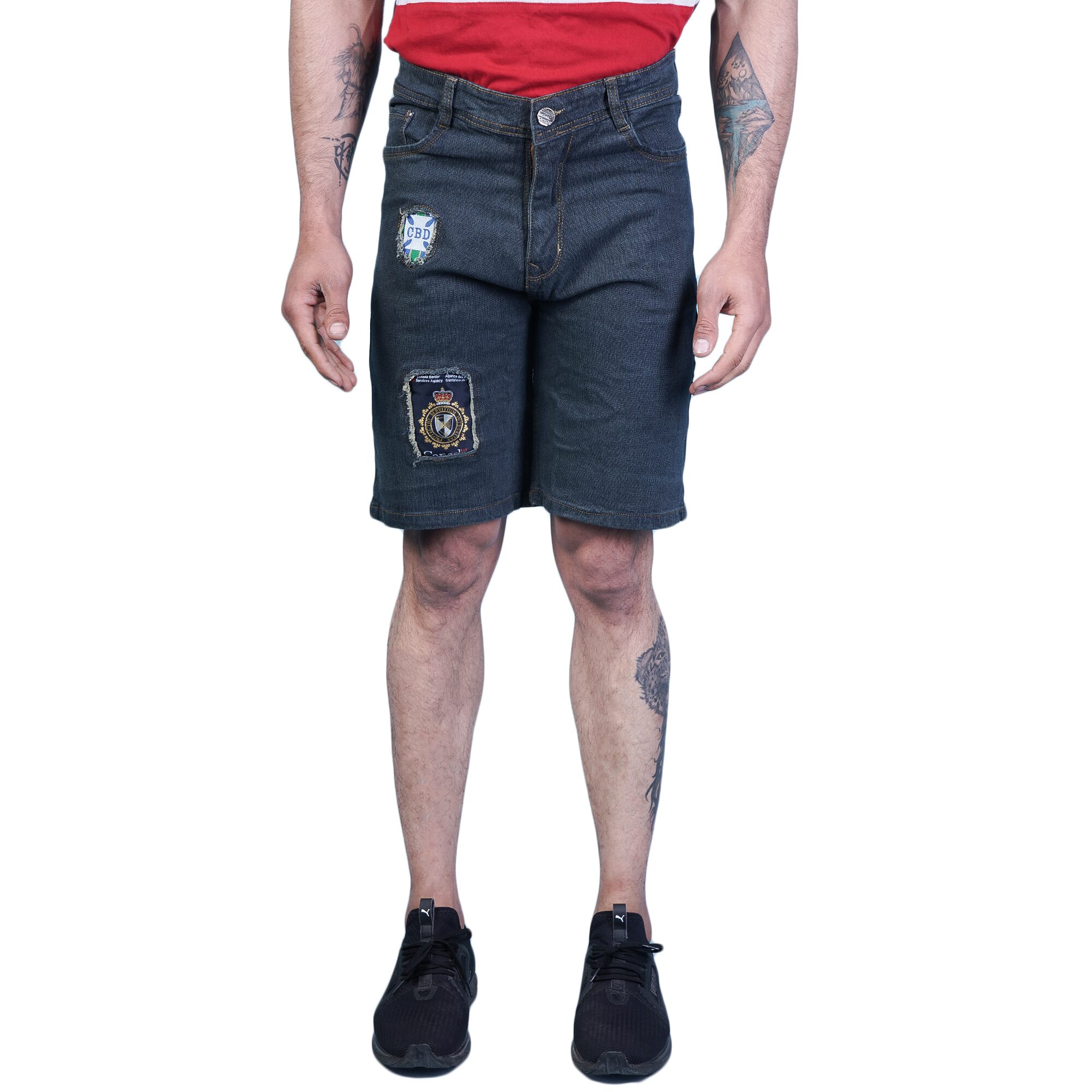 

DRRAGON Men Black Regular Fit Denim Shorts