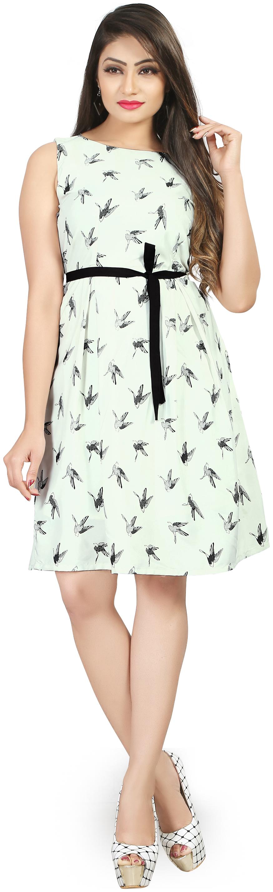 

Dsk Studio White Printed Fit flare dress