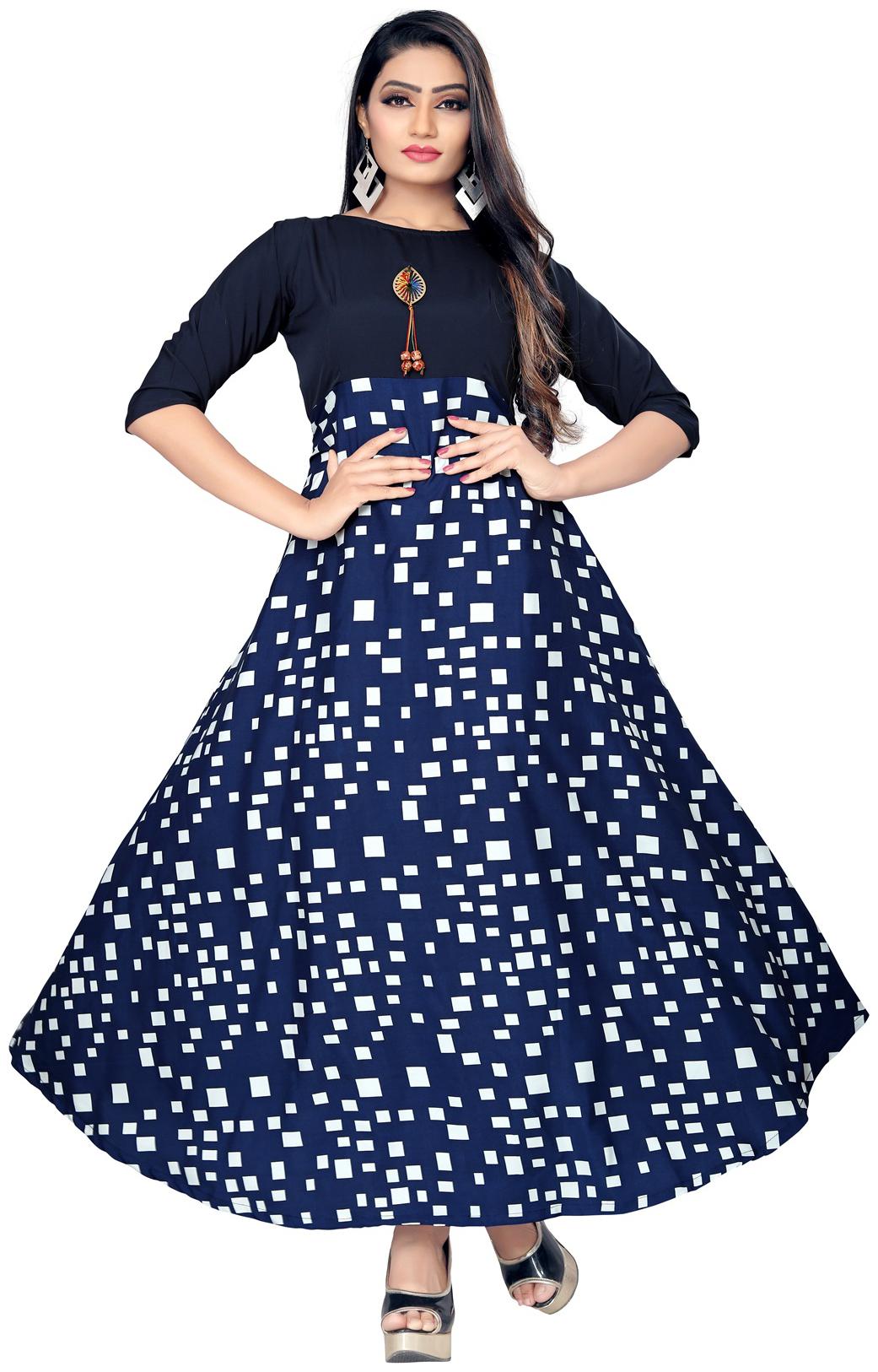 

Dsk Studio Woman s Crepe 3 4 Sleeve Anarkali Gown