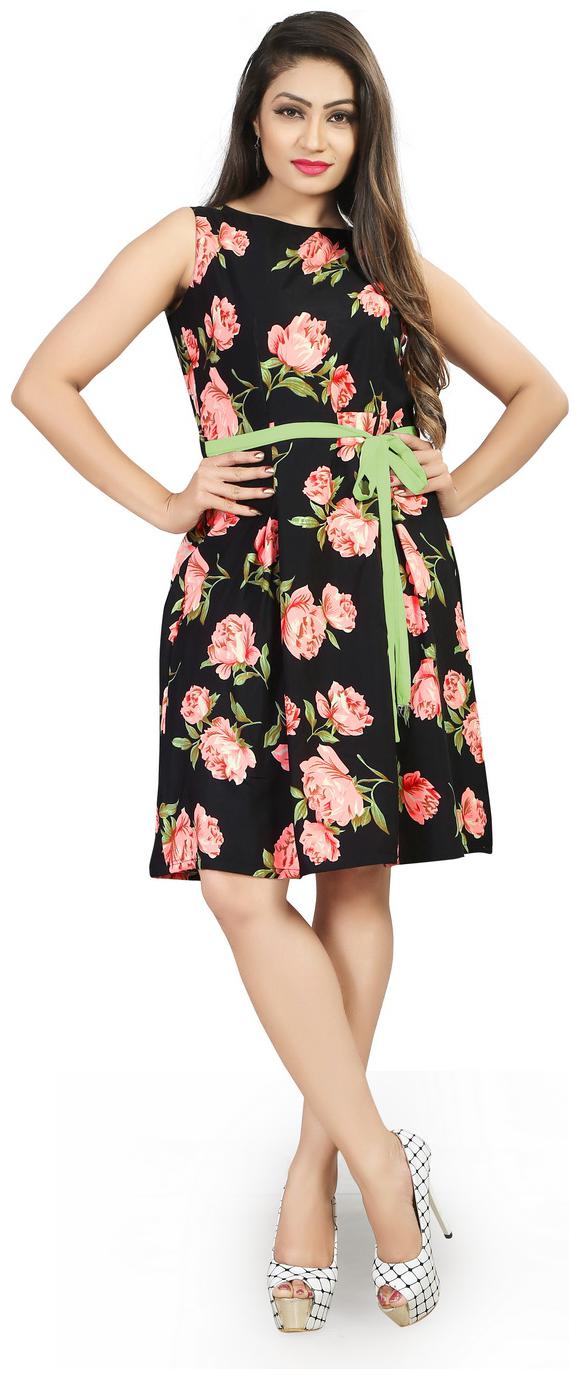 

Dsk Studio Black Printed Fit flare dress