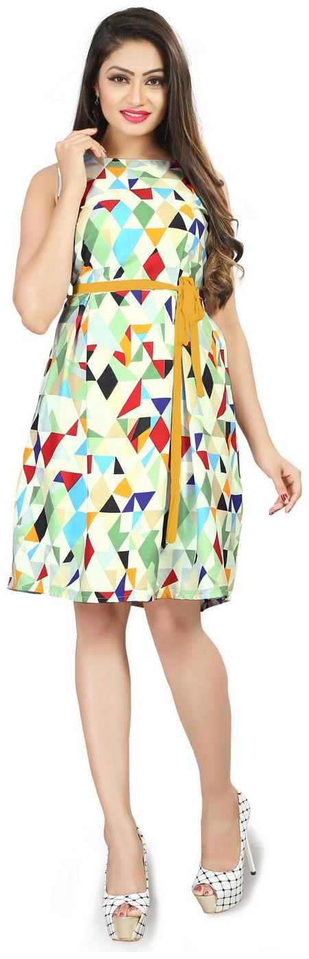 

Dsk Studio White Printed Fit flare dress