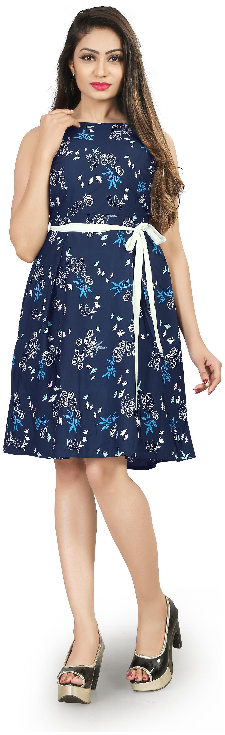 

Dsk Studio Blue Printed Fit flare dress