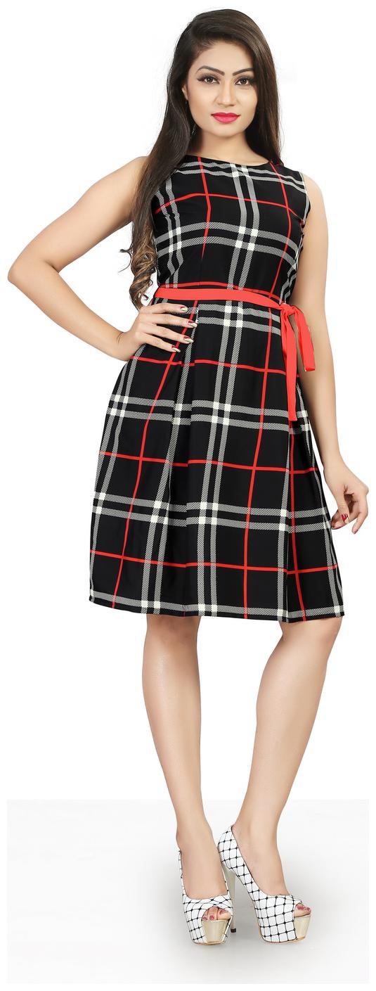 

Dsk Studio Black Printed Fit flare dress