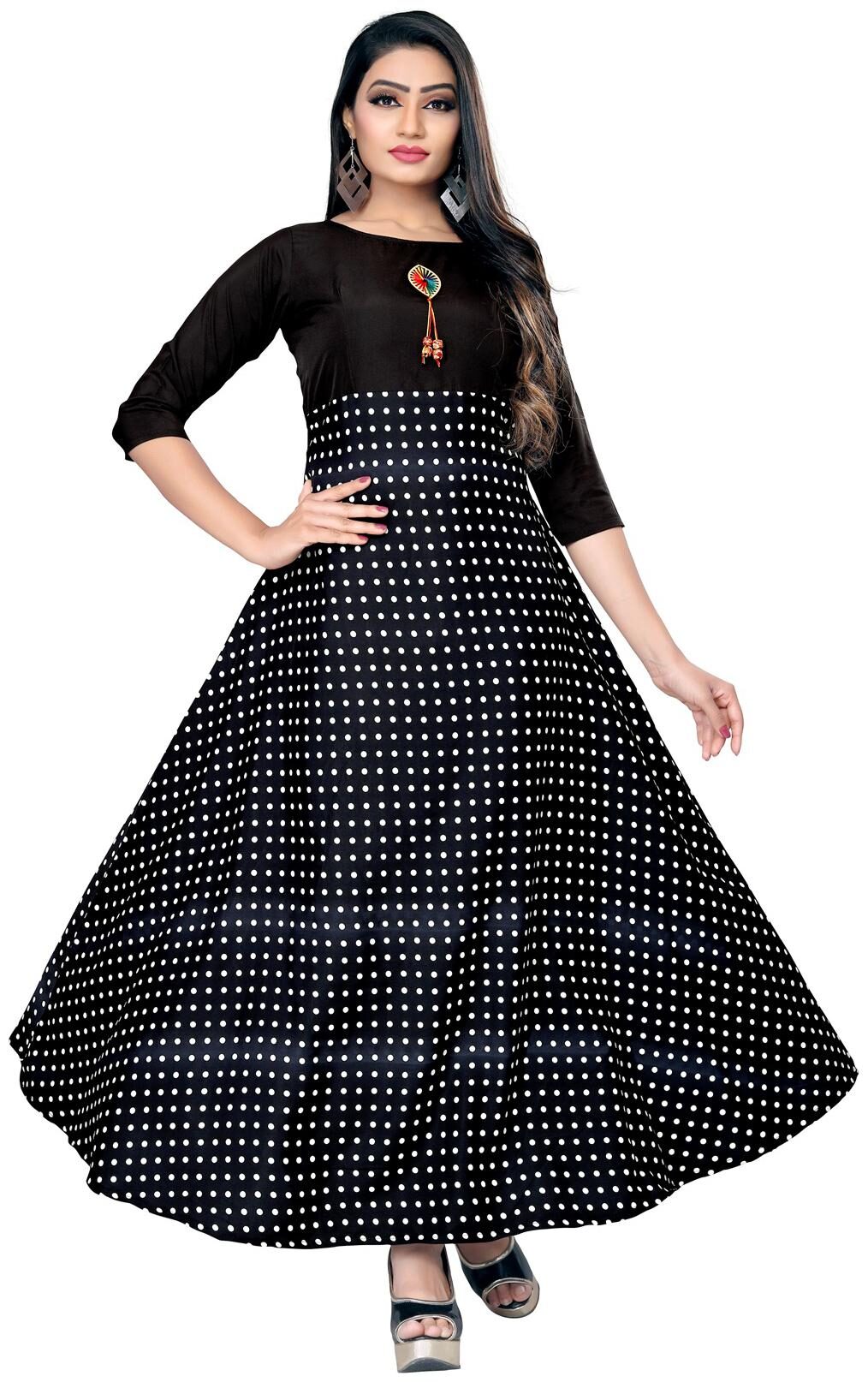 

Dsk Studio Woman s Crepe 3 4 Sleeve Anarkali Gown