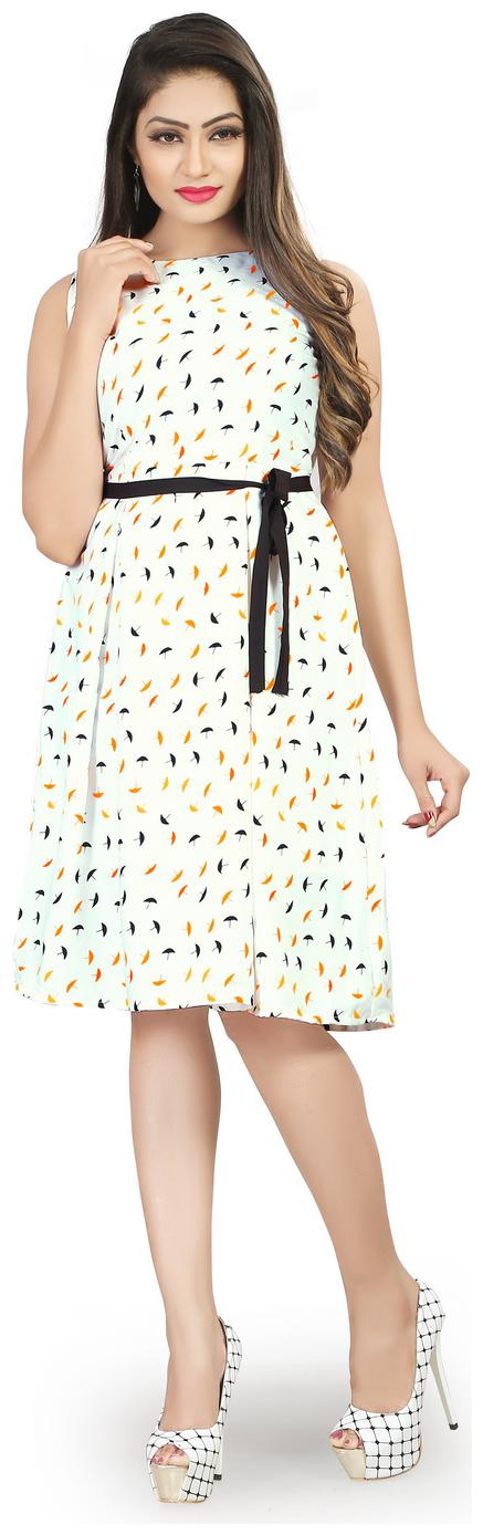 

Dsk Studio White Printed Fit flare dress