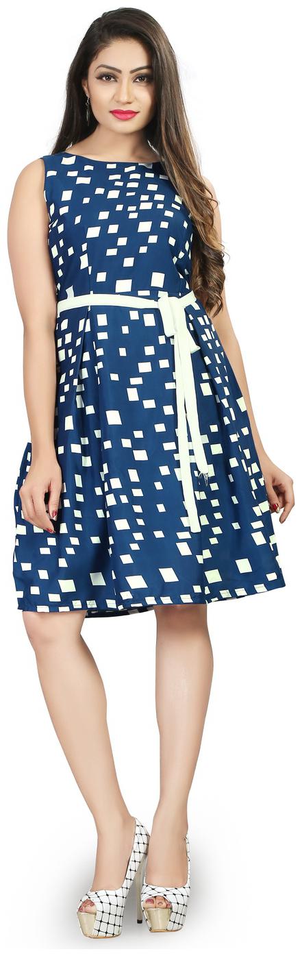 

Dsk Studio Blue Printed Fit flare dress