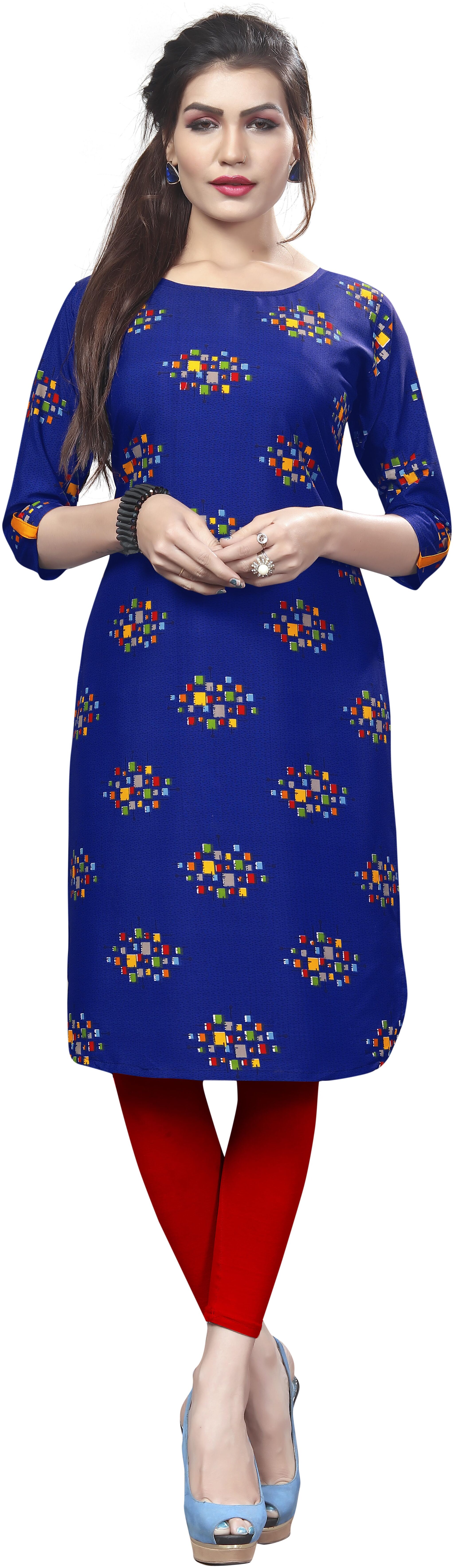 

Dsk Studio Women Blue Printed Straight Kurta