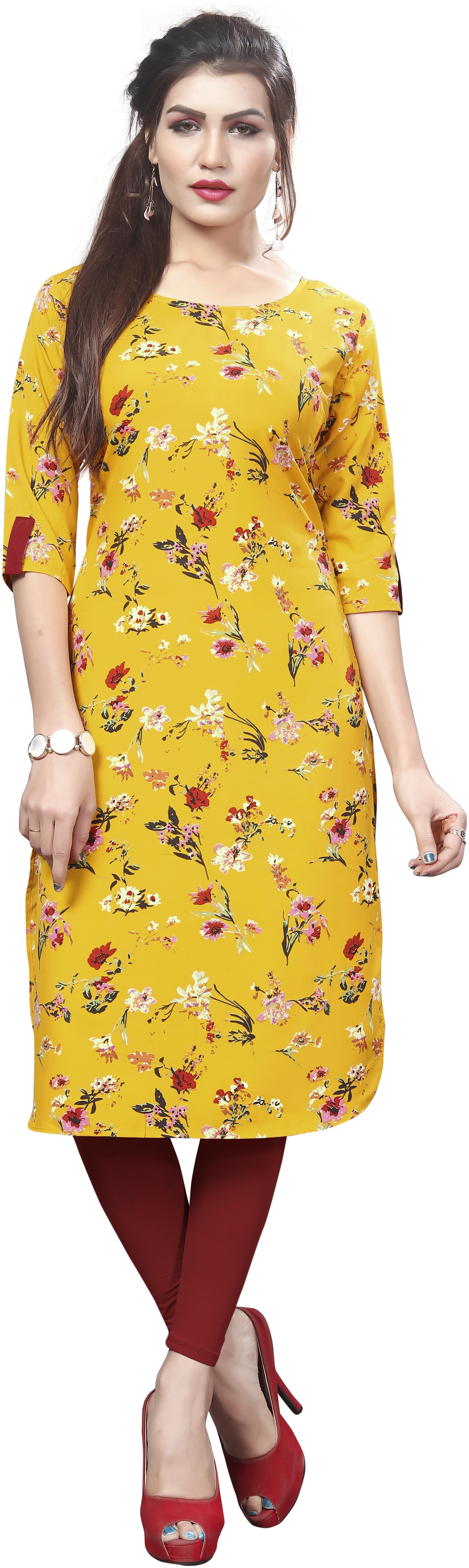 

Dsk Studio Women Yellow Floral Straight Kurta