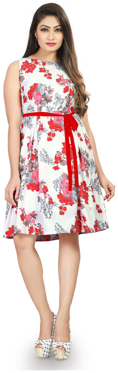 

Dsk Studio White Printed Fit flare dress